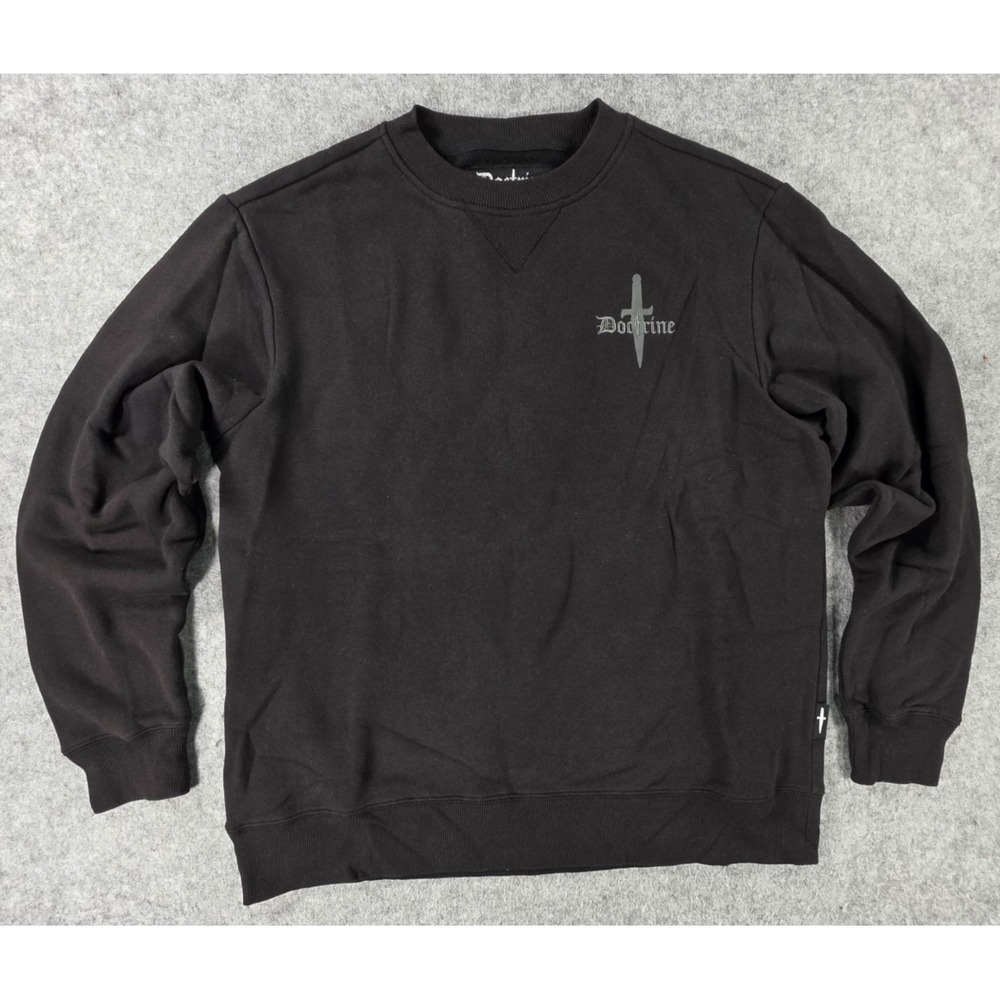 Doctrine Sweatshirt M Black Crew Gothic Pullover Streetwear Si tu veux